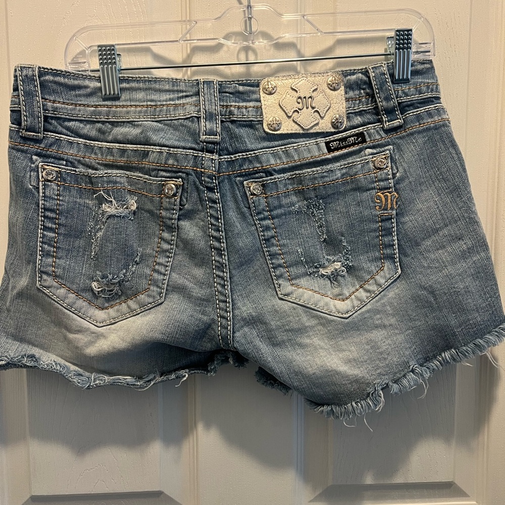 Miss Me Light Blue Distressed Jean Shorts